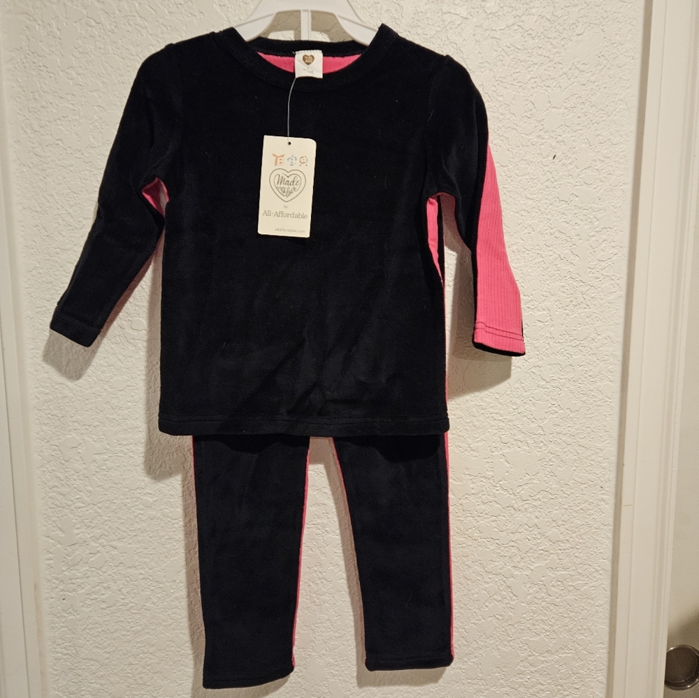 Black and Pink Two Piece Outfit 2t